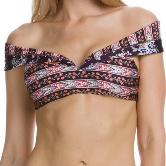 Becca Floral Off The Shoulder Bikini Top Size Large - Picture 1 of 10